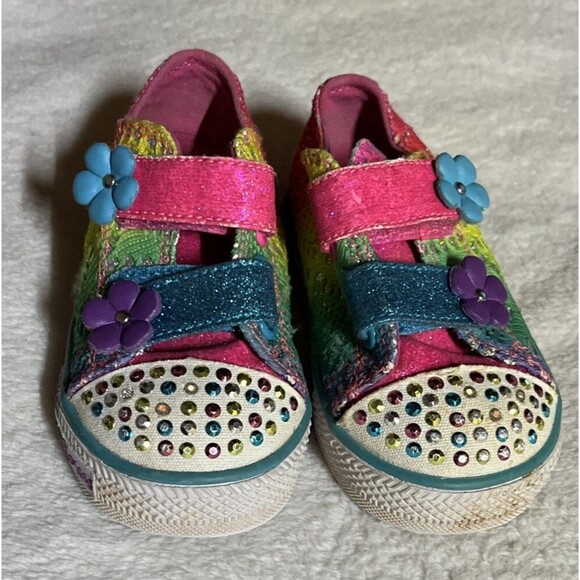 Twinkle Toes Skechers Toddler Size 5 Glitter Hook Loop Light-Up Shoes - Picture 4 of 9
